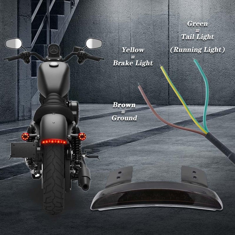 NATGIC 1PC Motorcycle Tail Light Chopped Rear Fender Edge LED Brake Light License Plate Light Stop Running Light for XL 883N 1200N XL1200V XL1200X (Smoke Shell) - Image 5